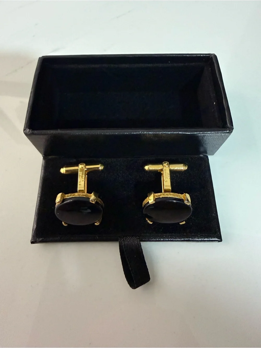 Christian Dior Gold Tone & Black Cufflinks